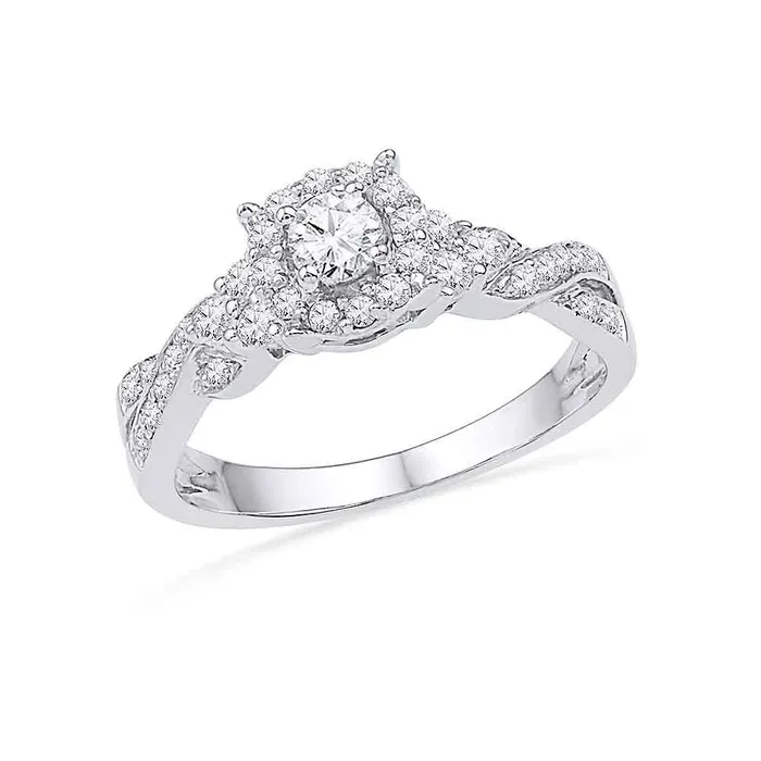 Rings mayamila 10kt White Gold Womens Round Diamond Solitaire Twist Bridal Wedding Engagement Ring 12 Cttw Rings mayamila 10kt White Gold Womens Round Diamond Solitaire Twist Bridal Wedding Engagement Ring 12 Cttw