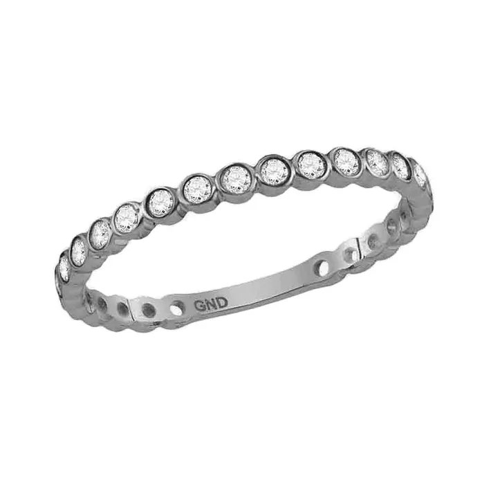 Rings mayamila 10kt White Gold Womens Round Diamond Stackable Band Ring 15 Cttw Rings mayamila 10kt White Gold Womens Round Diamond Stackable Band Ring 15 Cttw