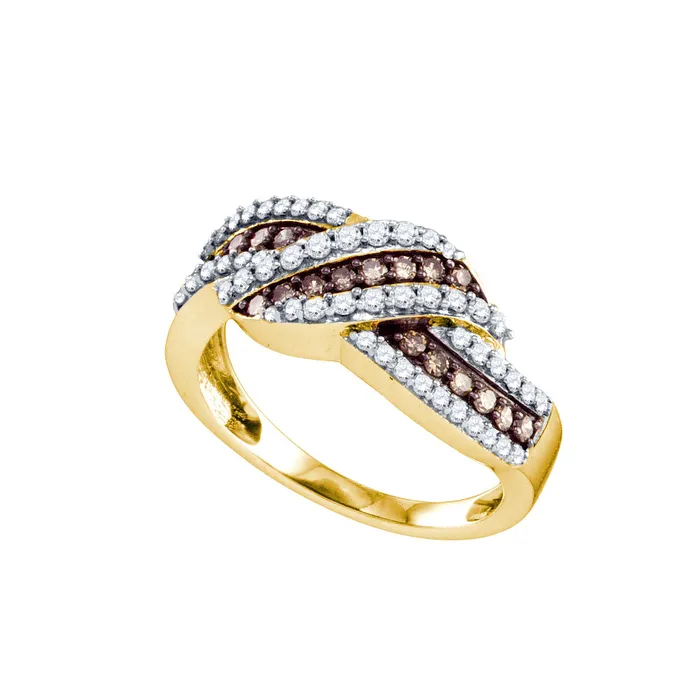 Rings mayamila 10kt Yellow Gold Womens Round Cognacbrown Color Enhanced Diamond Crossover Band Ring 34 Cttw Rings mayamila 10kt Yellow Gold Womens Round Cognacbrown Color Enhanced Diamond Crossover Band Ring 34 Cttw