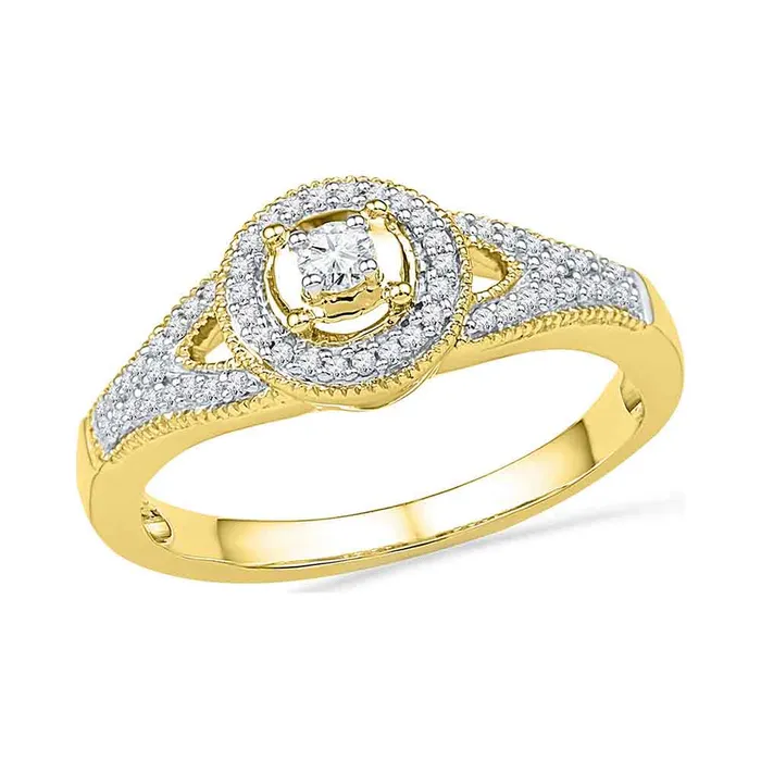 Rings mayamila 10kt Yellow Gold Womens Round Diamond Encircled Solitaire Milgrain Promise Bridal Ring 14 Cttw Rings mayamila 10kt Yellow Gold Womens Round Diamond Encircled Solitaire Milgrain Promise Bridal Ring 14 Cttw