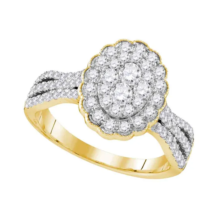 Rings mayamila 10kt Yellow Gold Womens Round Diamond Oval Flower Cluster Ring 100 Cttw Rings mayamila 10kt Yellow Gold Womens Round Diamond Oval Flower Cluster Ring 100 Cttw