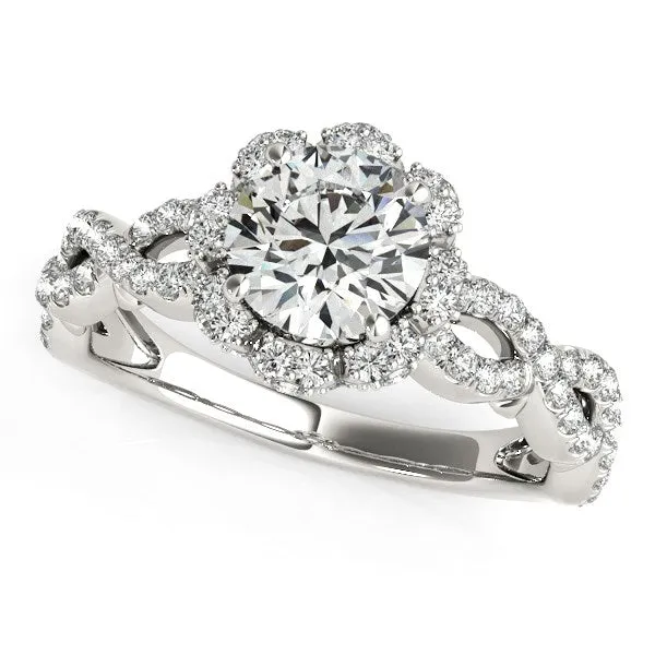 Rings mayamila 14K White Gold Flower Motif Split Shank Round Diamond Engagement Ring 1 58 ct tw