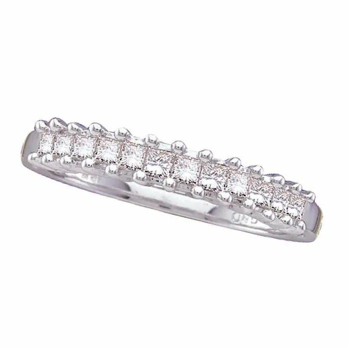 Rings mayamila 14kt White Gold Womens Princess Prongset Diamond Single Row Wedding Band 12 Cttw Rings mayamila 14kt White Gold Womens Princess Prongset Diamond Single Row Wedding Band 12 Cttw