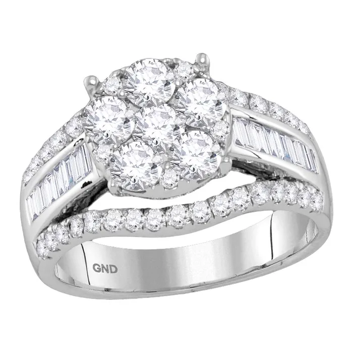 Rings mayamila 14kt White Gold Womens Round Diamond Cluster Bridal Wedding Engagement Ring 178 Cttw Rings mayamila 14kt White Gold Womens Round Diamond Cluster Bridal Wedding Engagement Ring 178 Cttw