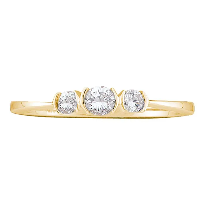 Rings mayamila 14kt Yellow Gold Womens Round Diamond 3stone Bridal Wedding Engagement Ring 14 Cttw