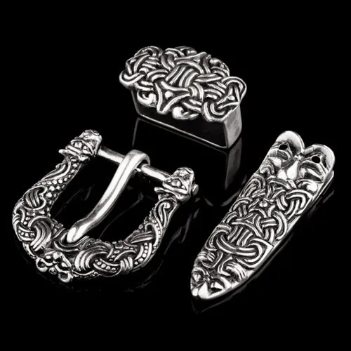 Rings Northan Viking Silver Viking Buckle Set With Two Wolf Heads from Gotland