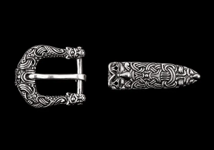 Rings Northan Viking Silver Viking Buckle Set With Two Wolf Heads from Gotland