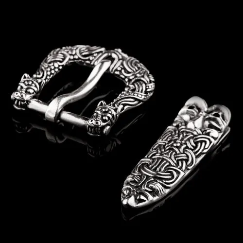Rings Northan Viking Silver Viking Buckle Set With Two Wolf Heads from Gotland