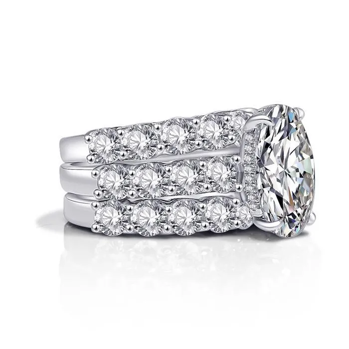 Rings Oval Cut Bridal Set with HalfEternity Band Shineofdiamond Rings Oval Cut Bridal Set with HalfEternity Band Shineofdiamond