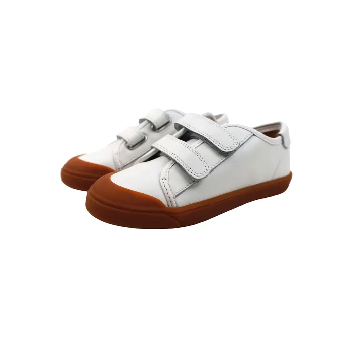 Rings Perroquet Shoes Perroquet Double Velcro Strap Leather Sneakers with Toe Cap White Rings Perroquet Shoes Perroquet Double Velcro Strap Leather Sneakers with Toe Cap White