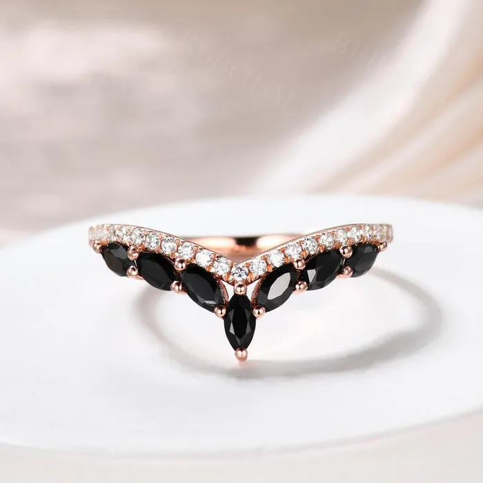 Rings shineofdiamond Unique Design Rose Gold Marquise Cut Sterling Silver Wedding Band Rings shineofdiamond Unique Design Rose Gold Marquise Cut Sterling Silver Wedding Band