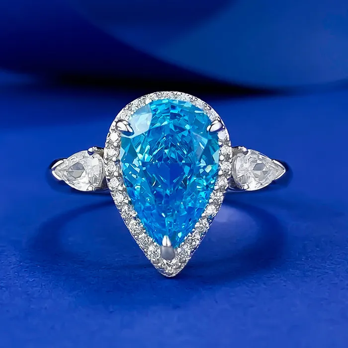 Rings Shineofdiamond VintageStyle Halo Aquamarine Pear Cut Engagement Ring in Sterling Silver Rings Shineofdiamond VintageStyle Halo Aquamarine Pear Cut Engagement Ring in Sterling Silver