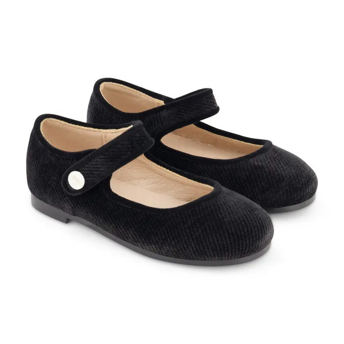 Rings Zeebra Kids Corded Velvet Mary Janes Black Zeebra Kids