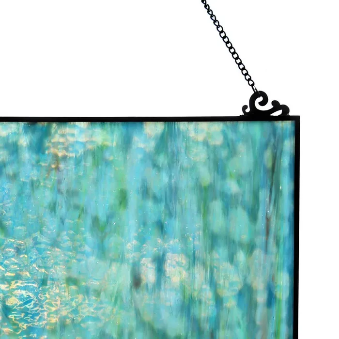 River of Goods 1075H Theo Blue Watercolor Stained Glass Window Panel Rings