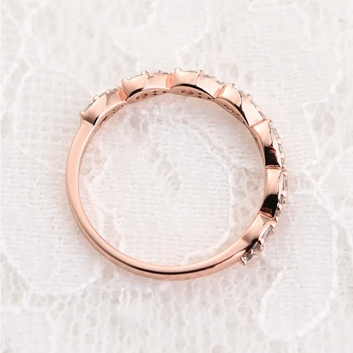 Rose Golden Tone Pear Design Stackable Wedding Band Shineofidamond Rings Rose Golden Tone Pear Design Stackable Wedding Band Shineofidamond Rings