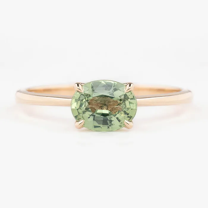 Sara Ring 115ct Oval Green Madagascar Sapphire 14K Rose Gold One of a kind Envero Jewelry Rings Sara Ring 115ct Oval Green Madagascar Sapphire 14K Rose Gold One of a kind Envero Jewelry Rings