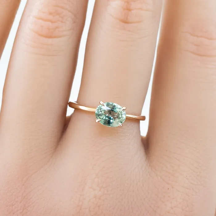 Sara Ring 115ct Oval Green Madagascar Sapphire 14K Rose Gold One of a kind Envero Jewelry Rings Sara Ring 115ct Oval Green Madagascar Sapphire 14K Rose Gold One of a kind Envero Jewelry Rings