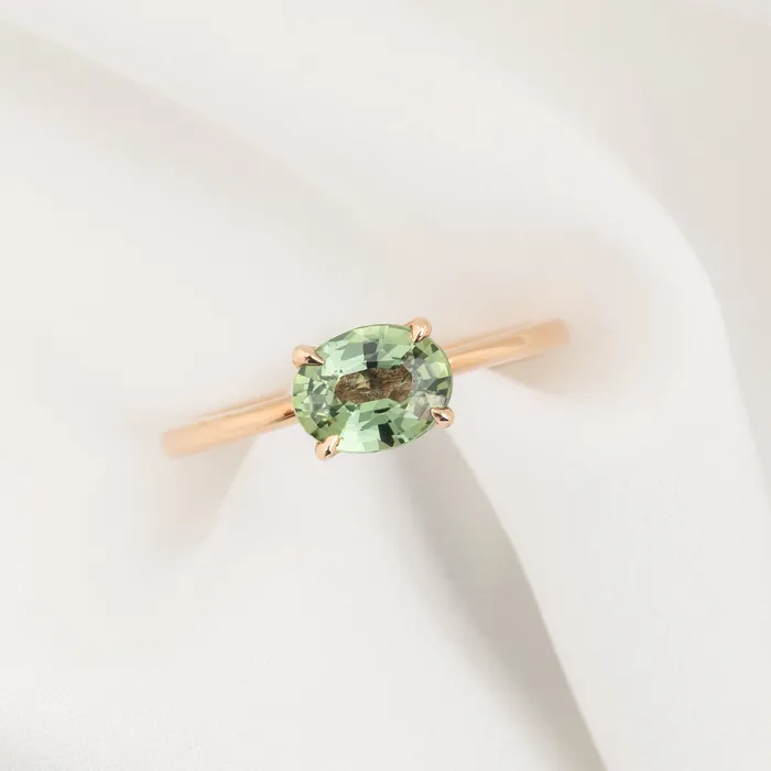 Sara Ring 115ct Oval Green Madagascar Sapphire 14K Rose Gold One of a kind Envero Jewelry Rings Sara Ring 115ct Oval Green Madagascar Sapphire 14K Rose Gold One of a kind Envero Jewelry Rings
