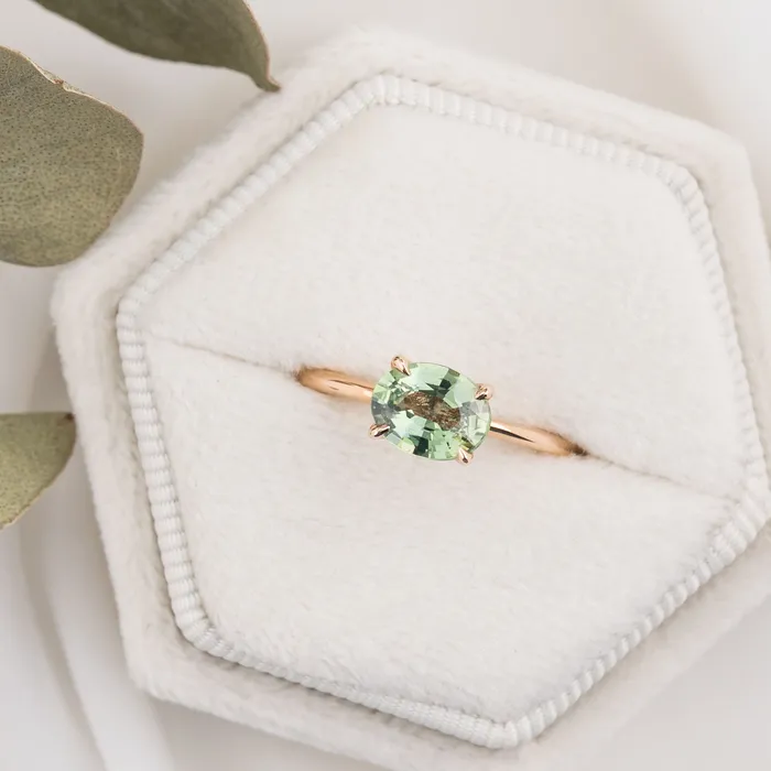 Sara Ring 115ct Oval Green Madagascar Sapphire 14K Rose Gold One of a kind Envero Jewelry Rings Sara Ring 115ct Oval Green Madagascar Sapphire 14K Rose Gold One of a kind Envero Jewelry Rings
