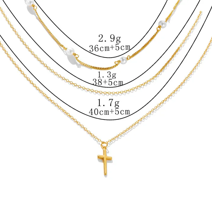 shine of diamond Necklaces Vintage Layered Sterling Silver Necklace in Golden Color