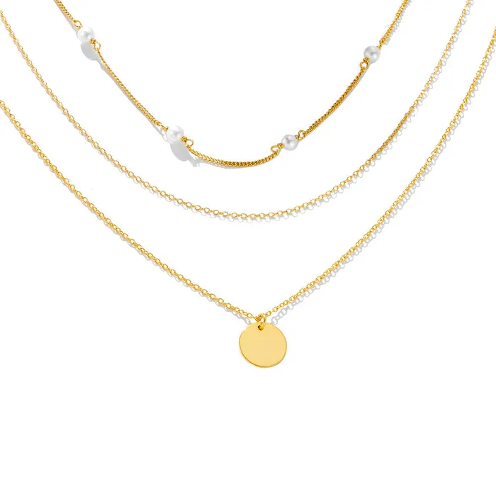 shine of diamond Necklaces Vintage Layered Sterling Silver Necklace in Golden Color