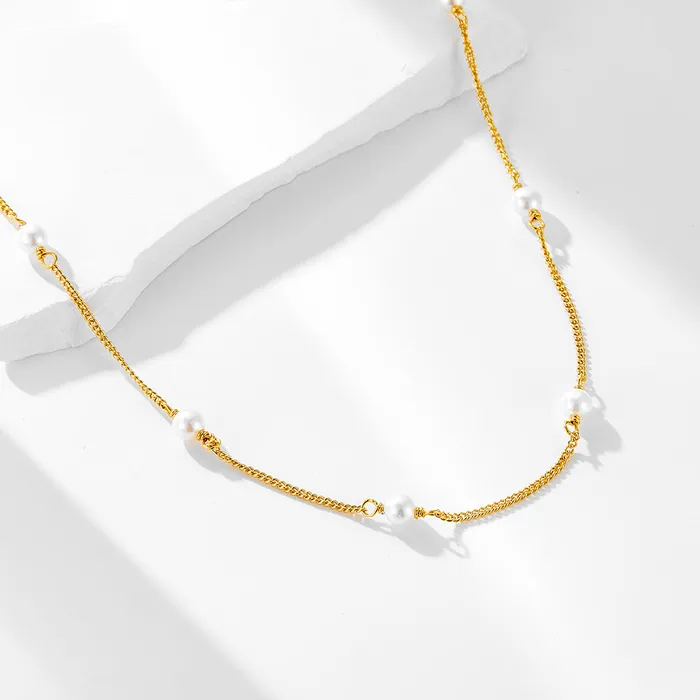 shine of diamond Necklaces Vintage Layered Sterling Silver Necklace in Golden Color