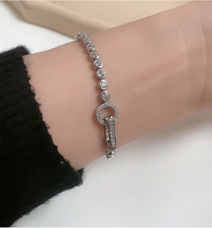 Shineofdiamond Sale Round Cut Bezel Tennis Bracelet in Sterling Silver Bracelets
