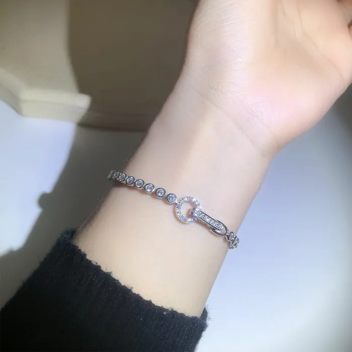 Shineofdiamond Sale Round Cut Bezel Tennis Bracelet in Sterling Silver Bracelets