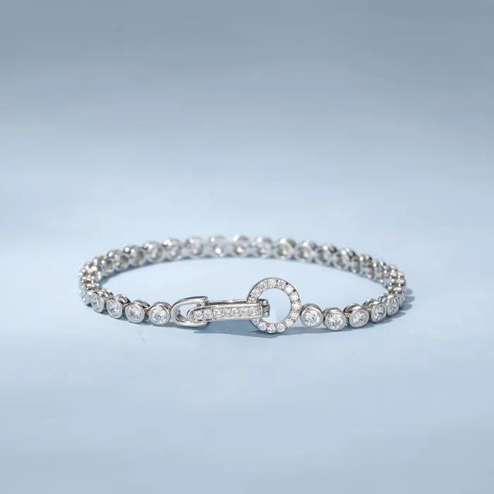 Shineofdiamond Sale Round Cut Bezel Tennis Bracelet in Sterling Silver Bracelets