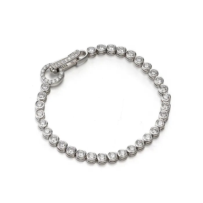 Shineofdiamond Sale Round Cut Bezel Tennis Bracelet in Sterling Silver Bracelets
