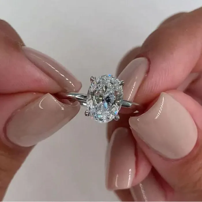 Shineofidamond Rings Classic Oval Cut Solitaire Sterling Silver Bridal Set Shineofidamond Rings Classic Oval Cut Solitaire Sterling Silver Bridal Set