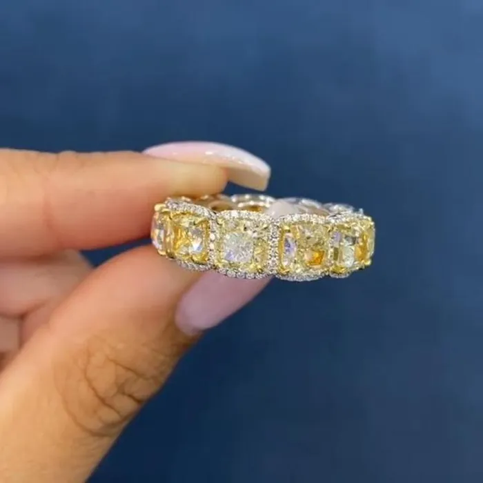Shineofidamond Rings Radiant Cut Yellow Stone 925 Sterling Silver Wedding Band Shineofidamond Rings Radiant Cut Yellow Stone 925 Sterling Silver Wedding Band