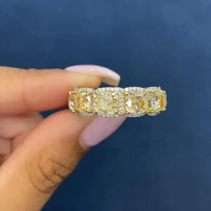 Shineofidamond Rings Radiant Cut Yellow Stone 925 Sterling Silver Wedding Band Shineofidamond Rings Radiant Cut Yellow Stone 925 Sterling Silver Wedding Band