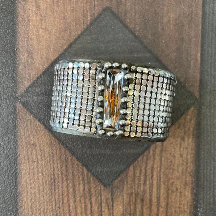 Silver Mesh cuff with Swarovski crystal Mikal Winn Earrings Silver Mesh cuff with Swarovski crystal Mikal Winn Earrings