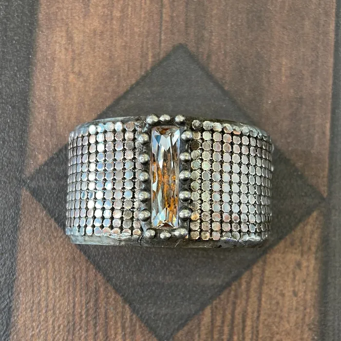 Silver Mesh cuff with Swarovski crystal Mikal Winn Earrings Silver Mesh cuff with Swarovski crystal Mikal Winn Earrings