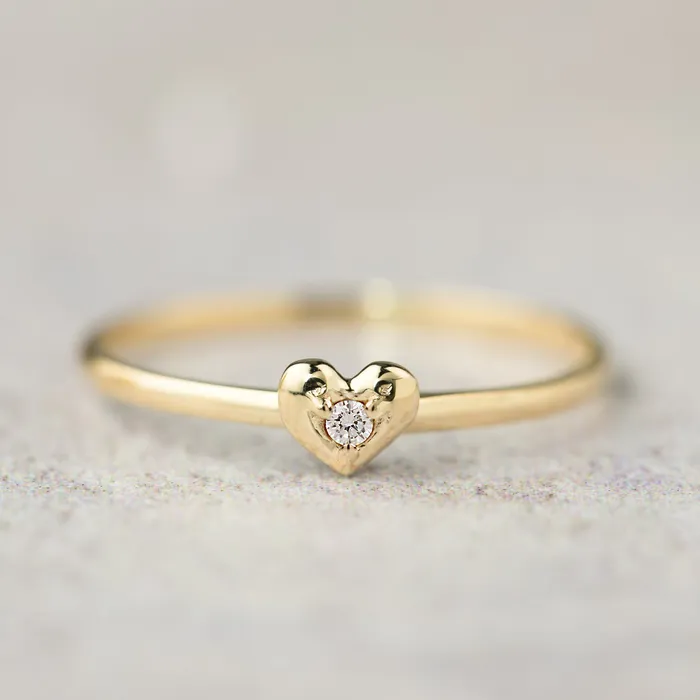 Single Diamond Heart Ring Envero Jewelry Rings
