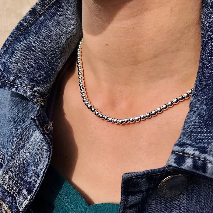 Small Beaded Necklace Sterling Silver Quick Ship HeidiJHale Designs Necklaces