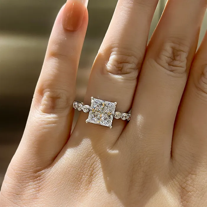 Solitaire Princess Cut Engagement Ring Anniversary Ring in Sterling Silver Shineofdiamond Rings