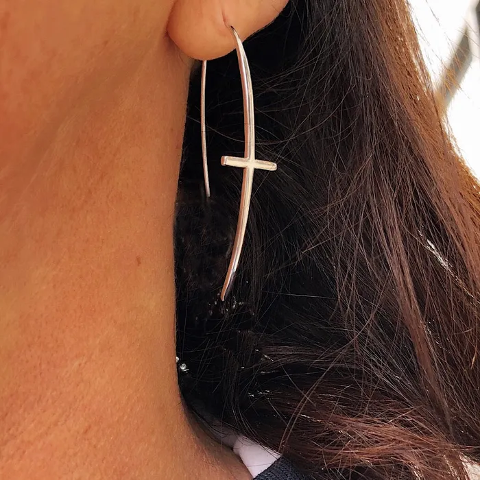 Sterling Silver Cross Earrings Quick Ship HeidiJHale Earrings