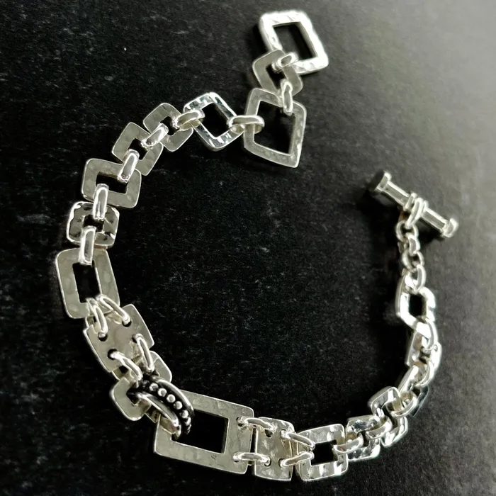 Sterling Silver Hammered Link Bracelet 75 HeidiJHale Designs Bracelets Sterling Silver Hammered Link Bracelet 75 HeidiJHale Designs Bracelets
