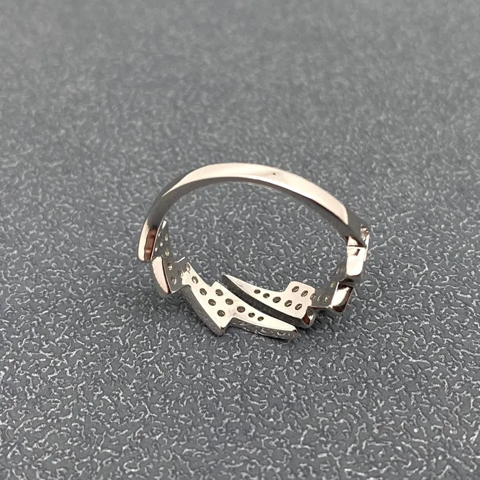 Sterling Silver Inlaid Lightning Ring Mio Queena Rings