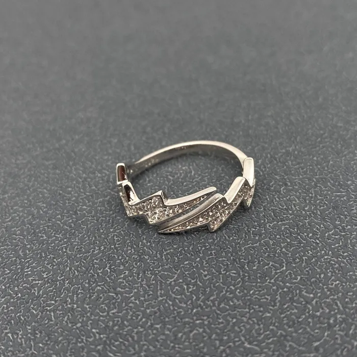 Sterling Silver Inlaid Lightning Ring Mio Queena Rings