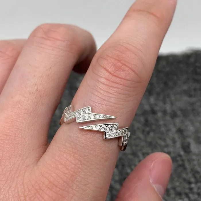 Sterling Silver Inlaid Lightning Ring Mio Queena Rings