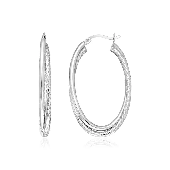 Sterling Silver Oval Twisted Tube Hoop Earrings MayaMila Earrings