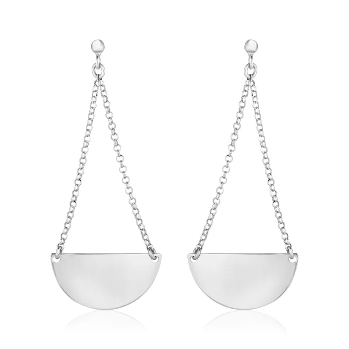 Sterling Silver Polished Half Circle Dangle Earrings MayaMila Earrings