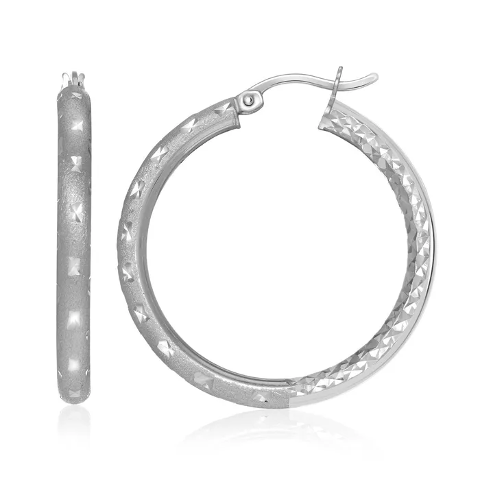 Sterling Silver Star Textured Tube Style Round Hoop Earrings MayaMila Earrings Sterling Silver Star Textured Tube Style Round Hoop Earrings MayaMila Earrings