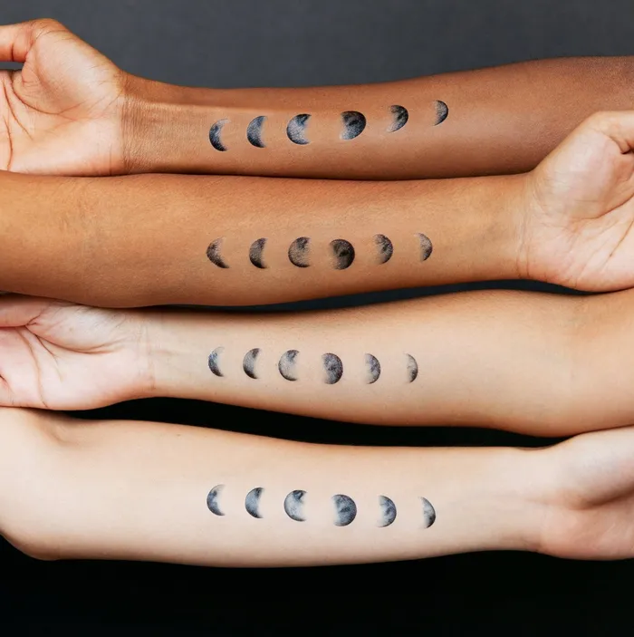 Tattly Necklaces Moon Phases Tattoo Pair