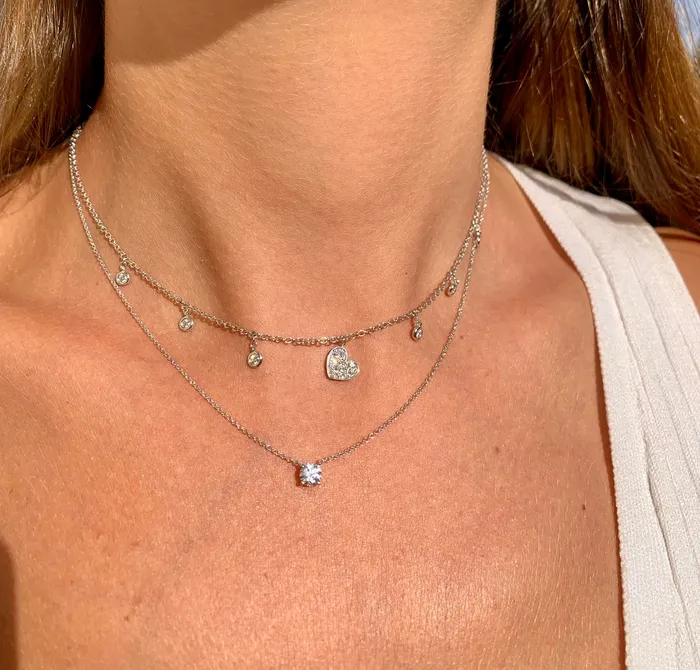 The Private Room Fine Jewelry Necklaces Dangling Pave Heart Necklace