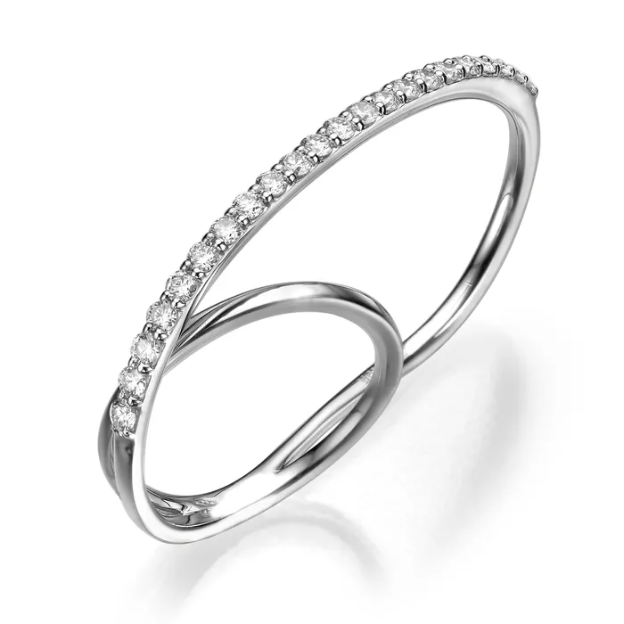 The Private Room Fine Jewelry Rings Double Finger Ring with Single line setting The Private Room Fine Jewelry Rings Double Finger Ring with Single line setting