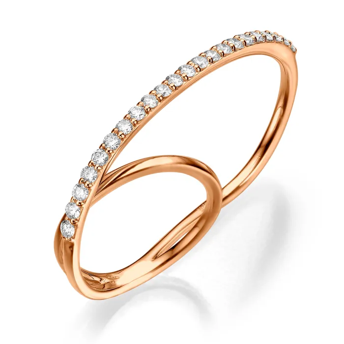 The Private Room Fine Jewelry Rings Double Finger Ring with Single line setting